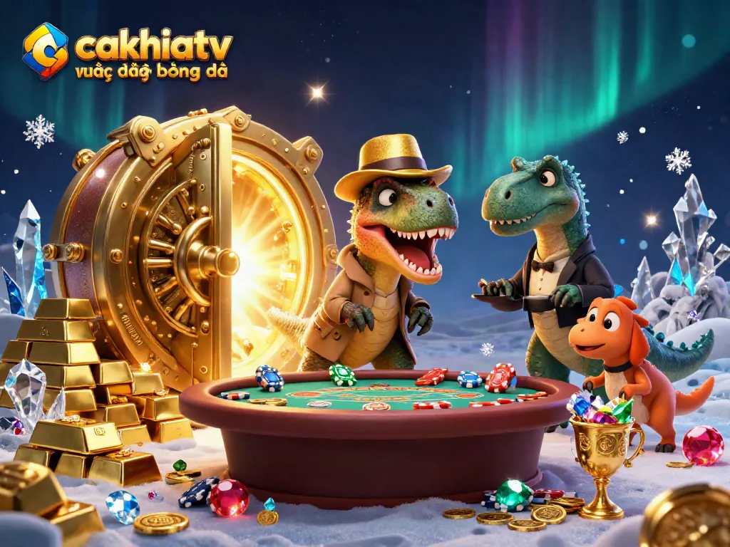 Experience immersive gameplay with cakhiatv trực tiếp bóng đá featuring 3D characters in a casino scene.