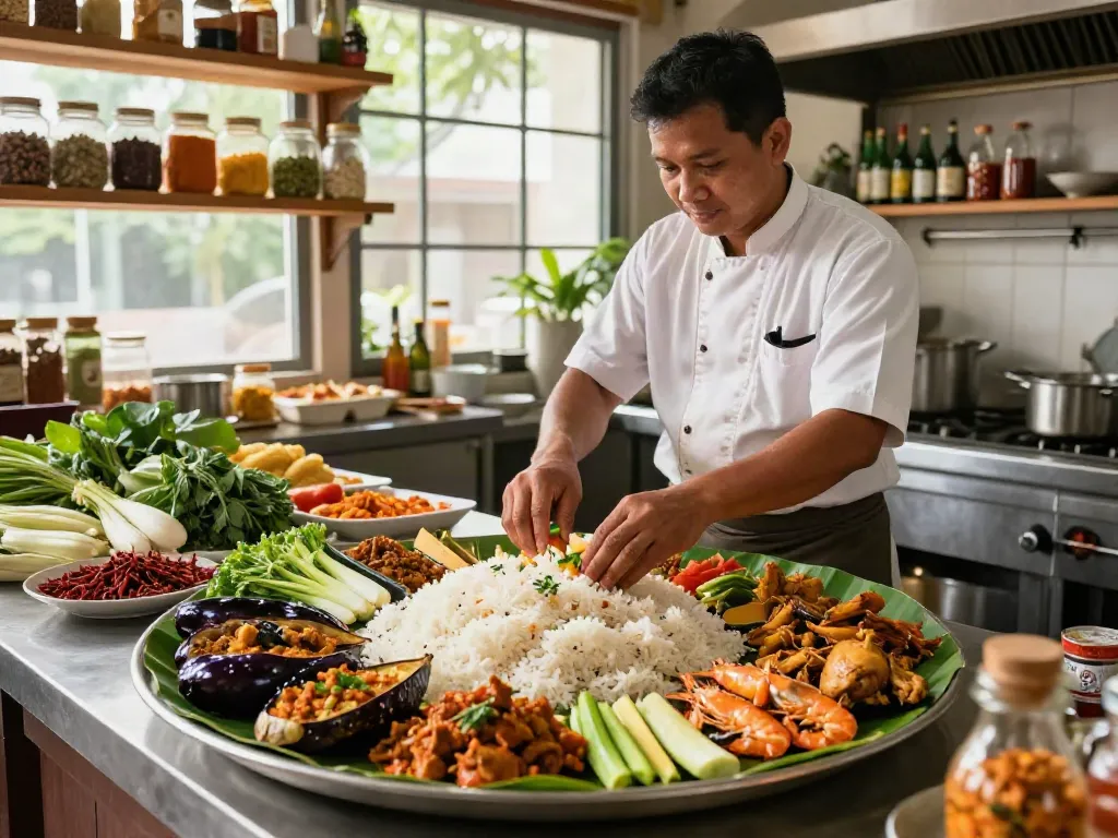 Nasi Kandar preparation at https://rokok88.im showcasing vibrant ingredients and traditional cooking methods.