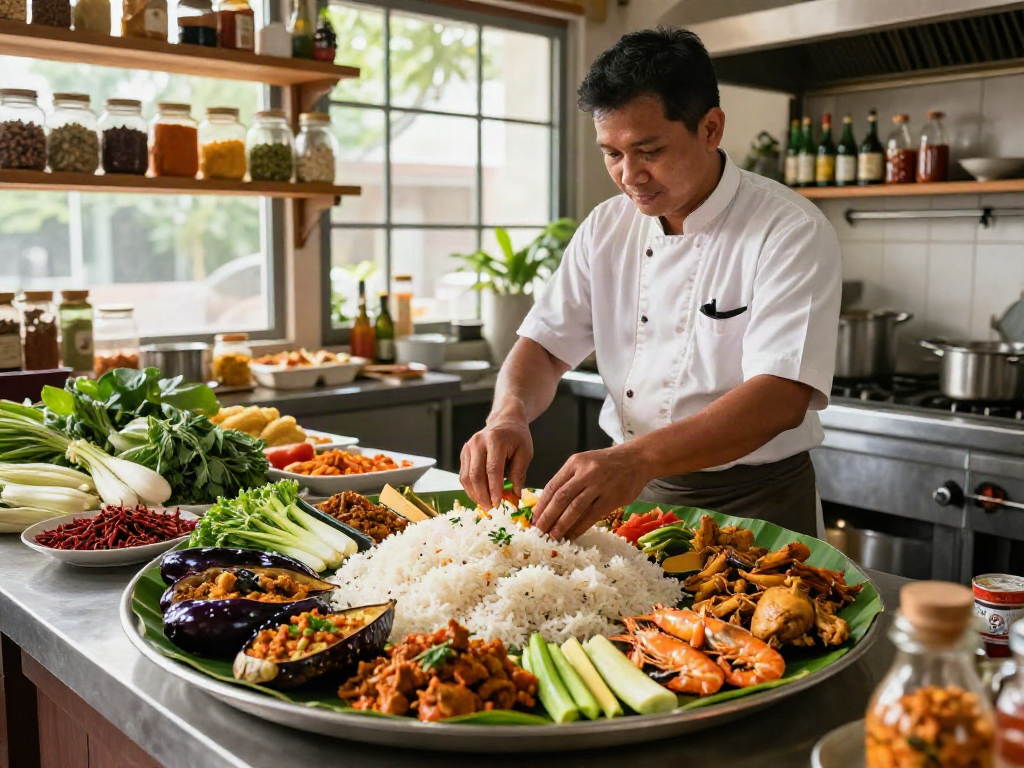 Nasi Kandar preparation at https://rokok88.im showcasing vibrant ingredients and traditional cooking methods.